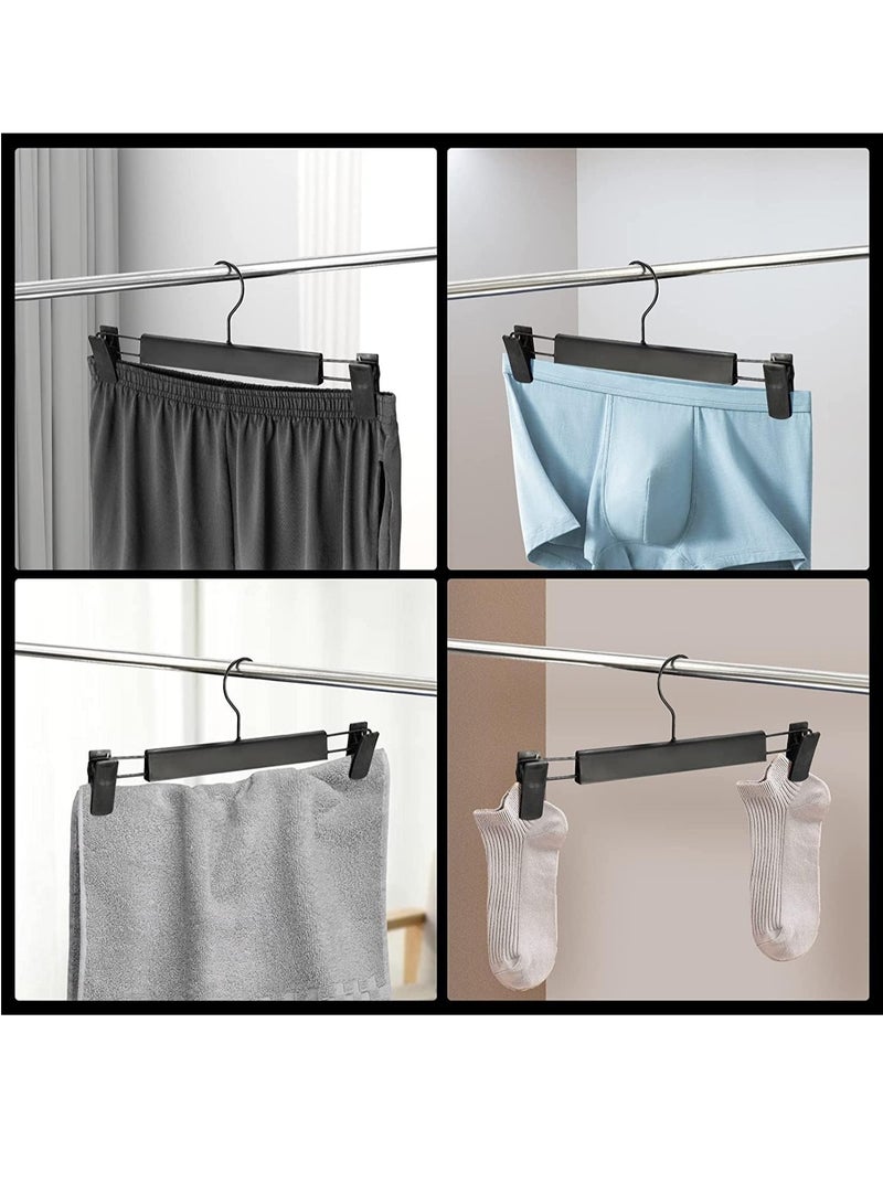 20 Pack Pants Hangers with Adjustable Anti-Rust Clips for Pants Skirts Clothes Hangers Black (20 Pack)