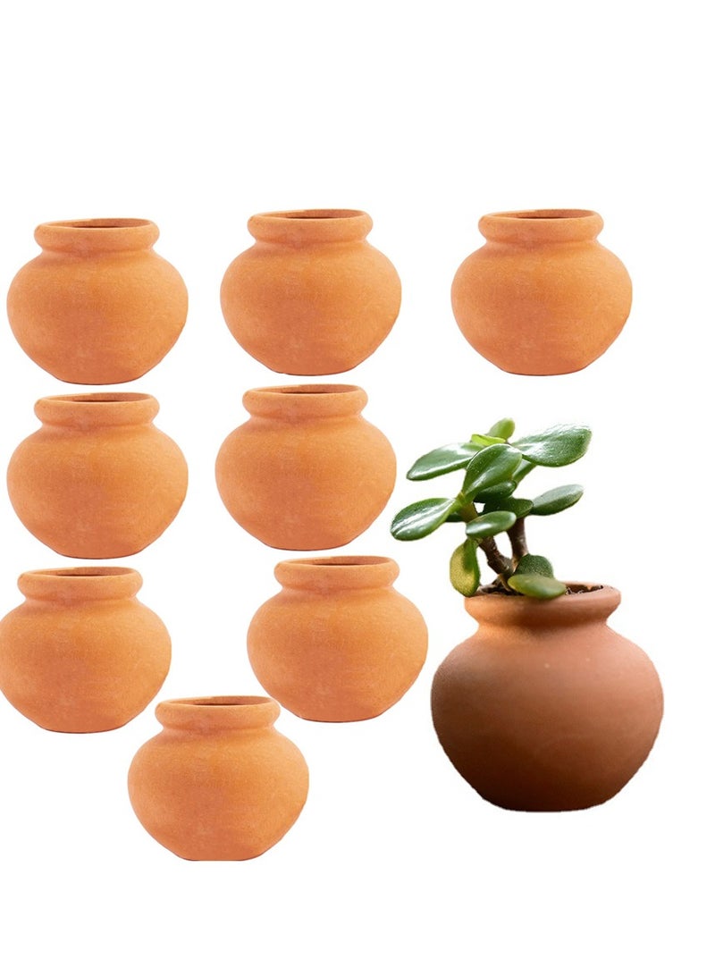 8 Pcs Mini Clay Pots Pottery, Planter Flower Terra Cotta for DIY Garden Plants and Office Desktop Windowsill Decoration, for Compact Nursery Wedding Home Succulent