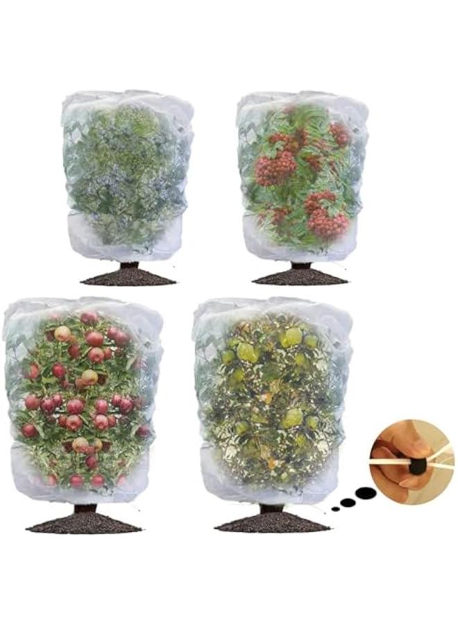 4 Packs 2 Size Garden Plant Netting Blueberry Bushes Protection Netting Covers Bags, Tomato Fruit Trees Protective Cover Bags Plant from Insect Bird Eating （2 * 4.92x3.94 FT+2 * 3.3x2.63 FT）