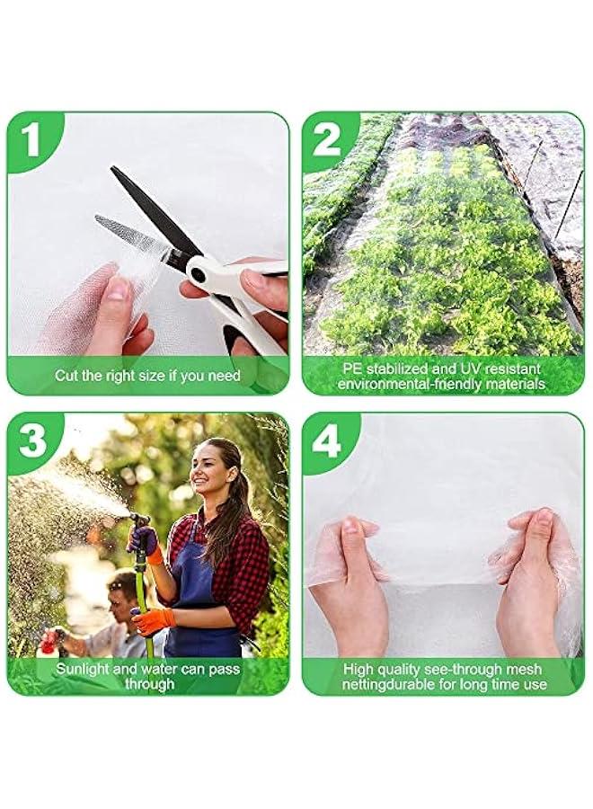 Garden Netting Pest Barrier, Durable Ultra Fine Bug Netting for Garden Protection Row Cover Raised Bed Screen Mesh Greenhouse Mosquito Net, Protecting Tree Plants Vegetable Flowers Fruits (9.8×13.2F