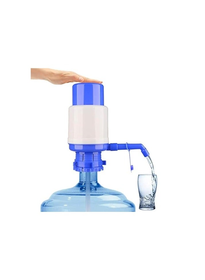 showay Water Bottles Pump Blue Manual Hand Pressure Drinking Fountain Pressure Pump Water Press Pump with an Extra Short Tube and Cap