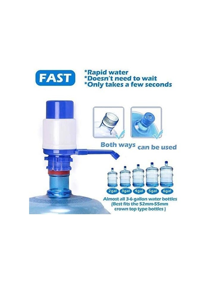 showay Water Bottles Pump Blue Manual Hand Pressure Drinking Fountain Pressure Pump Water Press Pump with an Extra Short Tube and Cap