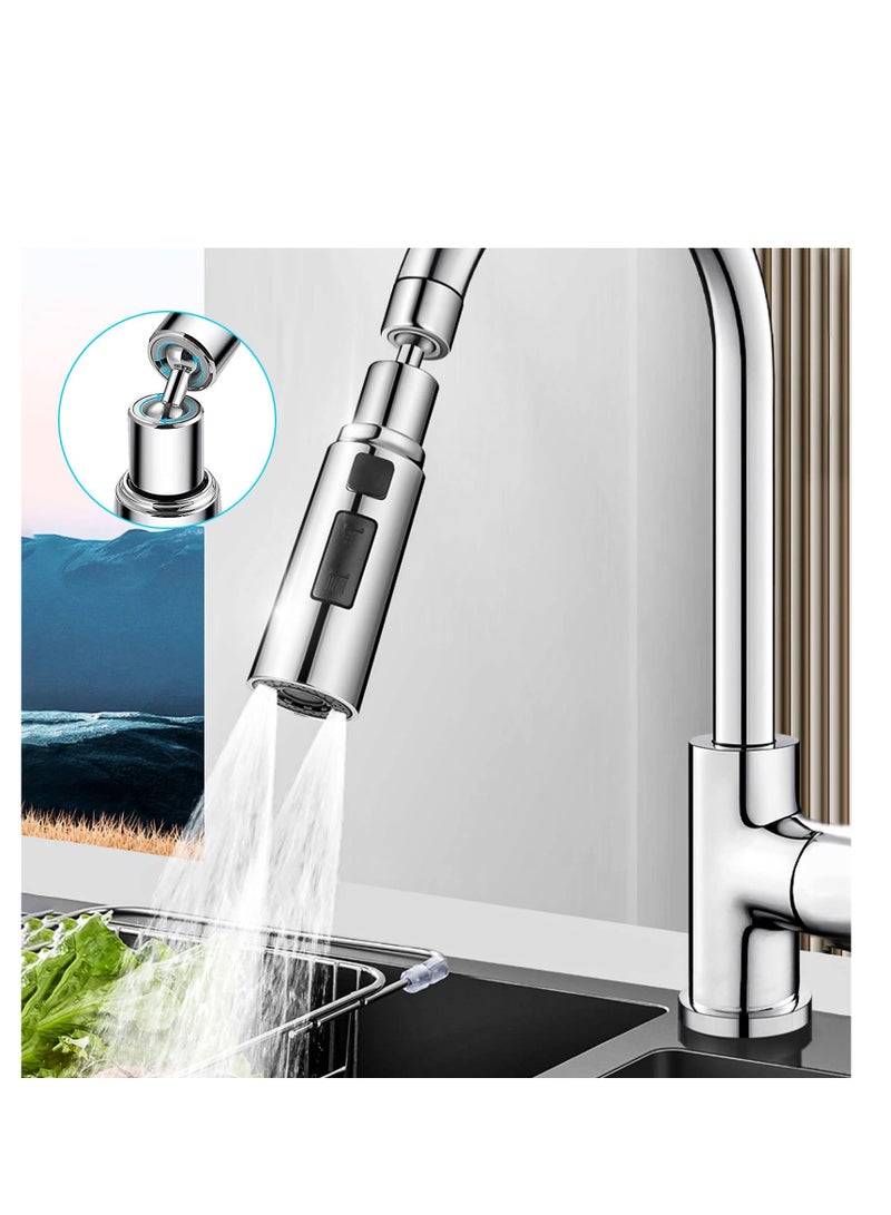 360 Degree Swivel Kitchen Faucet Spray Head with 3 Modes, Easy Install Tap Adapter for Kitchen Sink