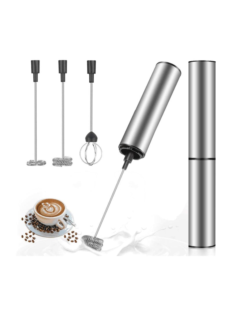 Electric Milk Frother, USB Rechargeable Milk Frother and Mini Beater with Dual Whisk Head, Stainless Steel Mixer for Coffee Cream Cappuccino Latte