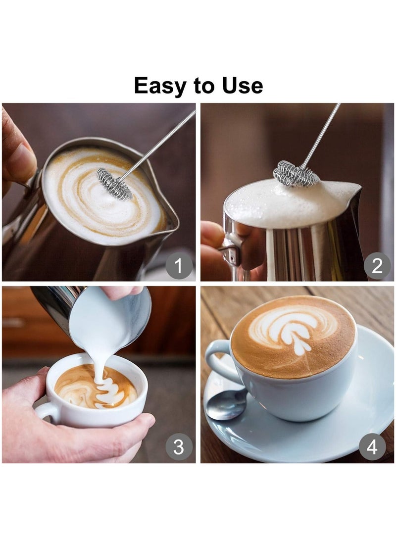 Electric Milk Frother, USB Rechargeable Milk Frother and Mini Beater with Dual Whisk Head, Stainless Steel Mixer for Coffee Cream Cappuccino Latte