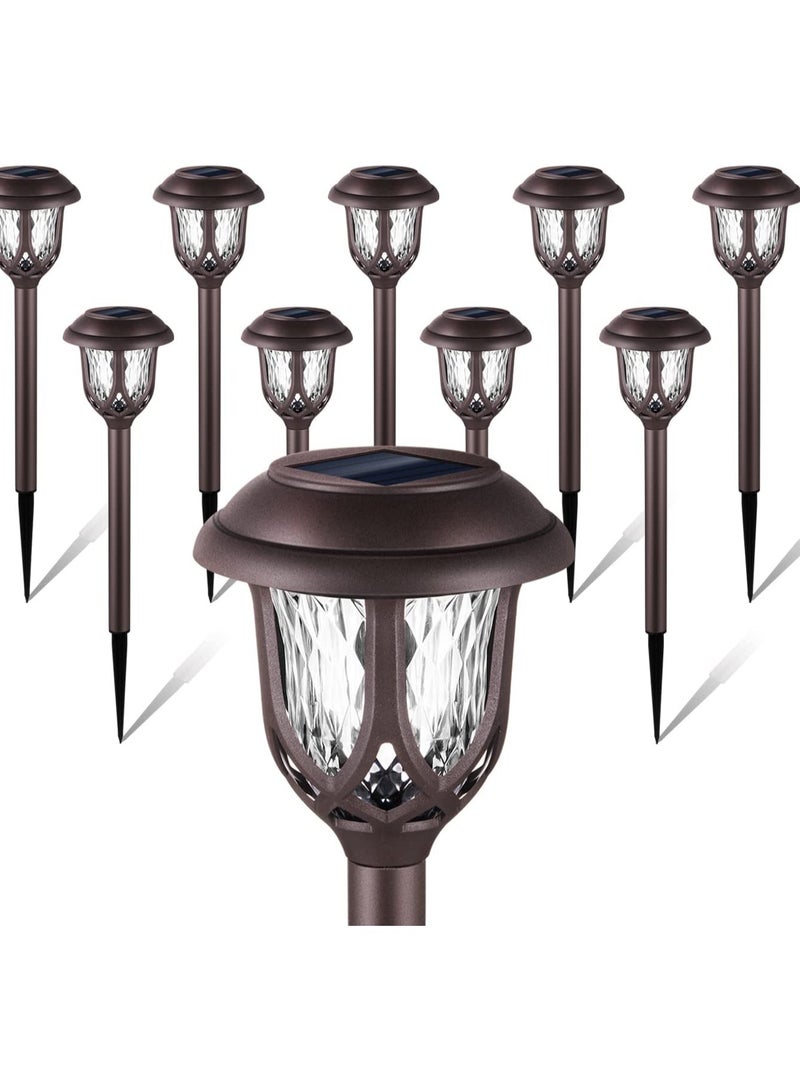 10 Pack Waterproof Solar Pathway Lights, Decorative Solar Outdoor Lights for Garden, Walkway, Sidewalk & Driveway, Solar Powered Garden Yard Lights