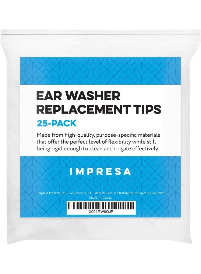 25-Pack of Ear Washer Disposable Tips/Replacement Ear Wash Tubes - Compatible with Doctor Easy (TM) Elephant and Rhino Ear Washers/Ear Wash/Wax-RxSystems - by Impresa