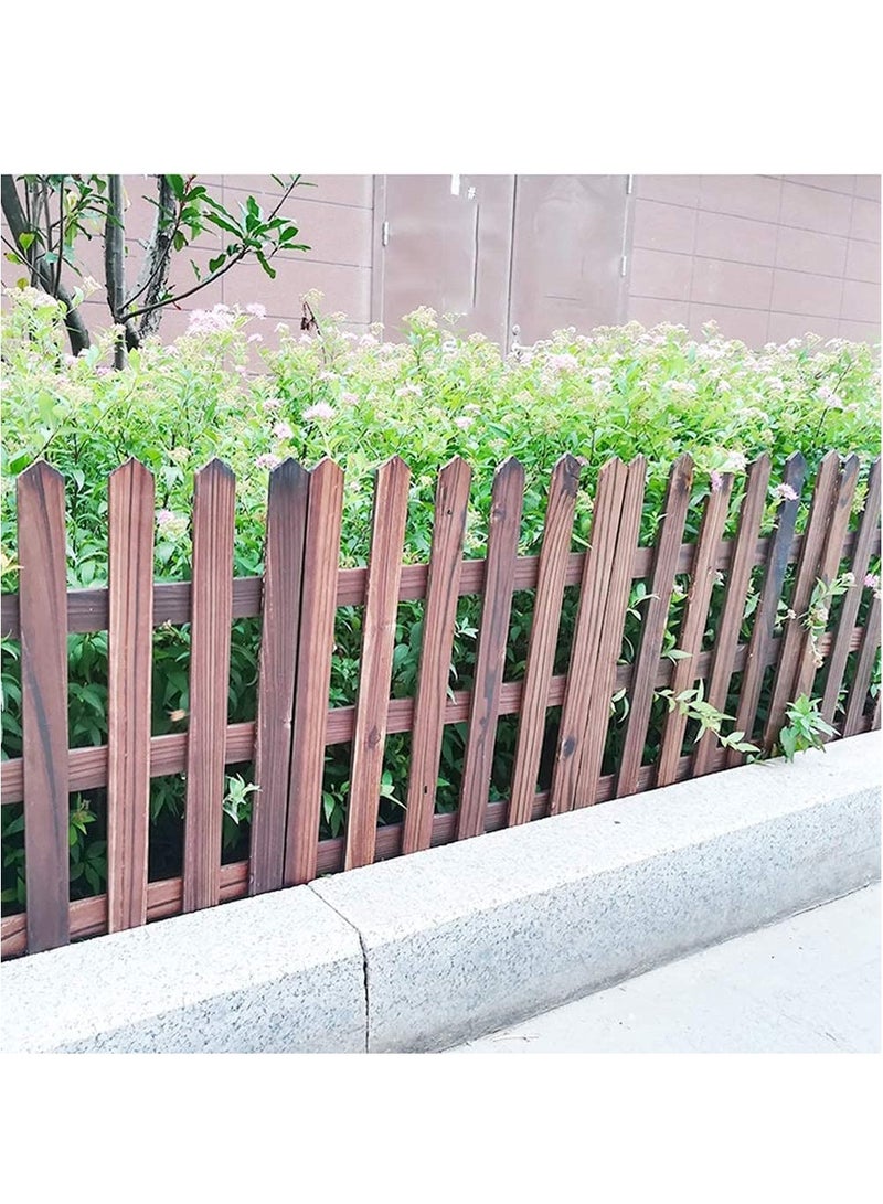 Wooden Picket Fence Interlocking Garden Edging Border Brown 160x40x1cm
