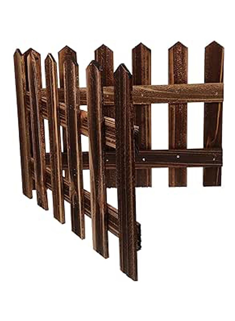 Wooden Picket Fence Interlocking Garden Edging Border Brown 160x40x1cm