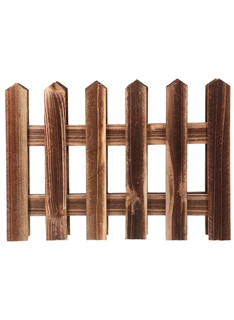 Wooden Picket Fence Interlocking Garden Edging Border Brown 160x40x1cm