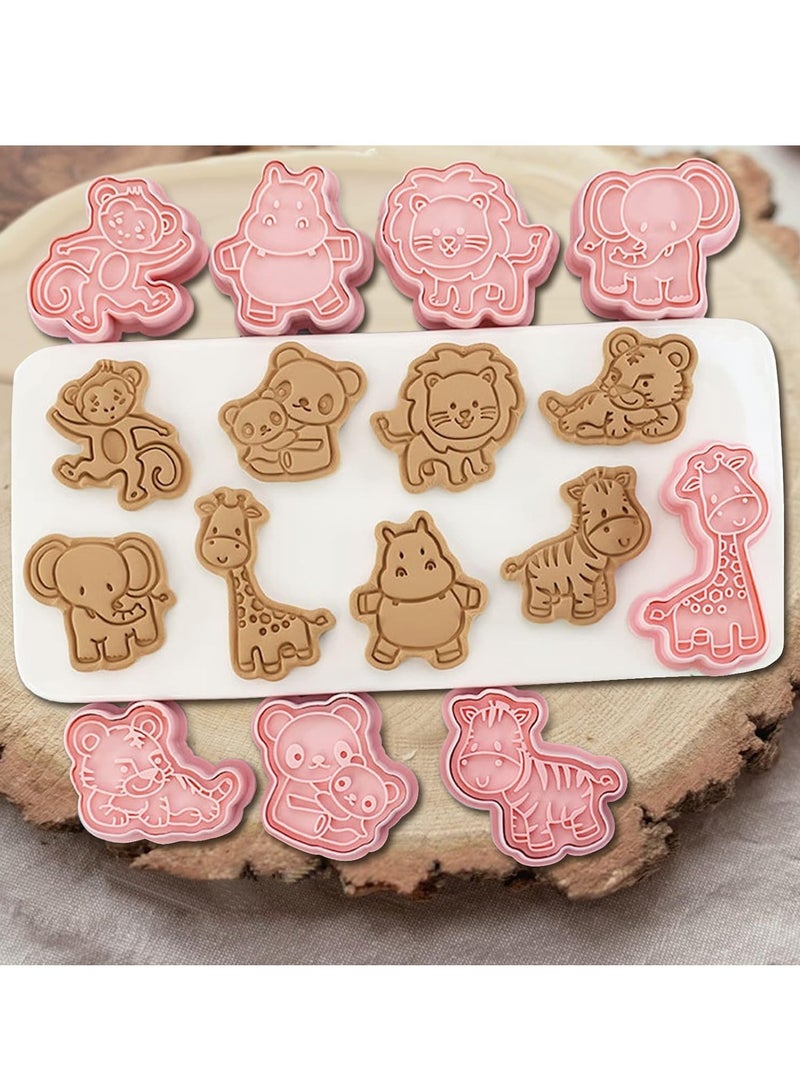 8Pcs Animal Cookie Cutters, With Plunger Stamps Set, 3D Animal Embossing Cutters, Polymer Clay Cutters for Kids, Tiny Fruit Cutter, for Biscuit Fondant Cheese Baking Molds