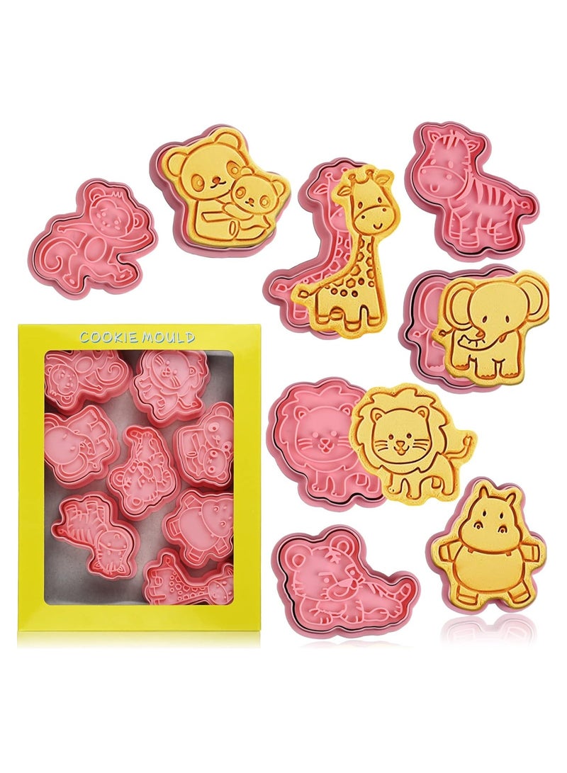 8Pcs Animal Cookie Cutters, With Plunger Stamps Set, 3D Animal Embossing Cutters, Polymer Clay Cutters for Kids, Tiny Fruit Cutter, for Biscuit Fondant Cheese Baking Molds