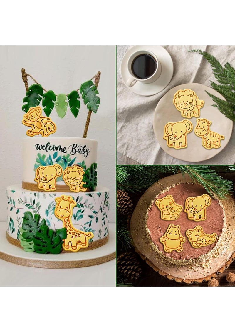 8Pcs Animal Cookie Cutters, With Plunger Stamps Set, 3D Animal Embossing Cutters, Polymer Clay Cutters for Kids, Tiny Fruit Cutter, for Biscuit Fondant Cheese Baking Molds