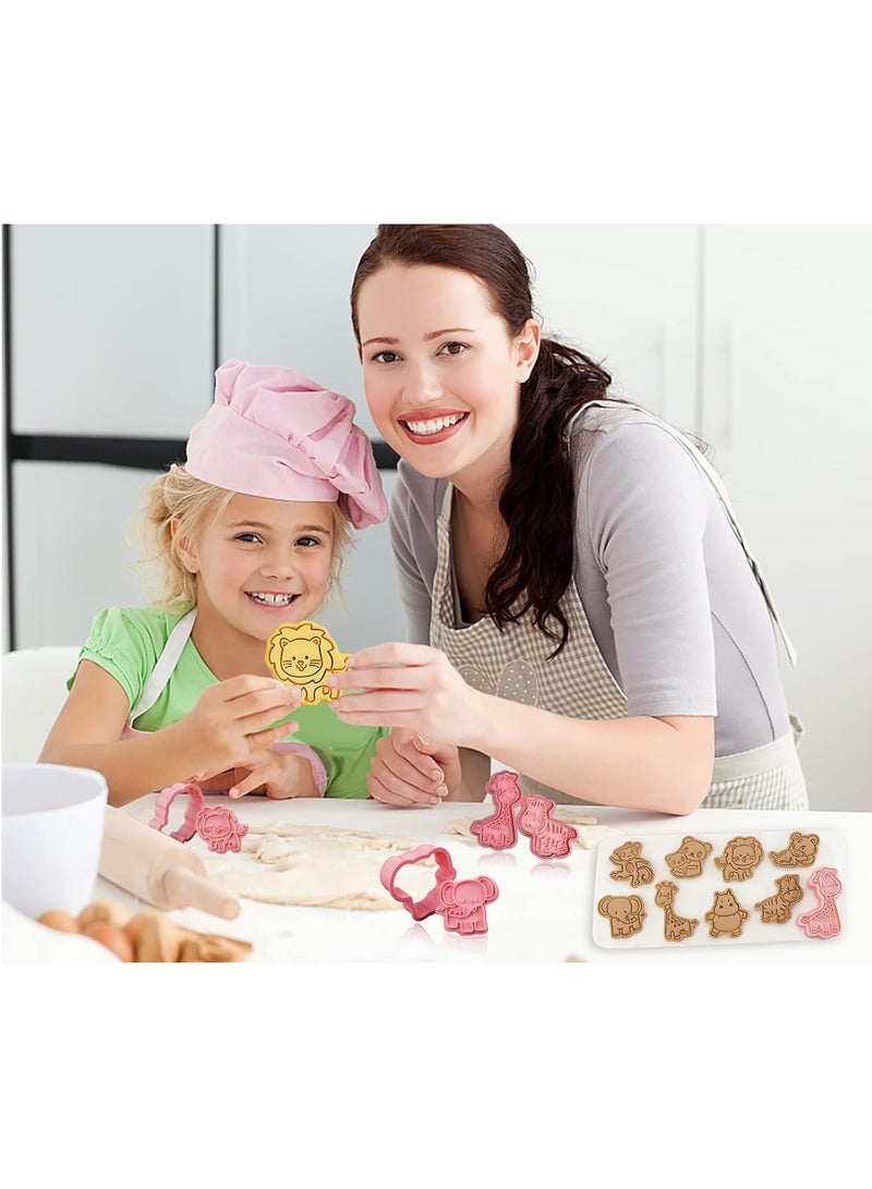8Pcs Animal Cookie Cutters, With Plunger Stamps Set, 3D Animal Embossing Cutters, Polymer Clay Cutters for Kids, Tiny Fruit Cutter, for Biscuit Fondant Cheese Baking Molds