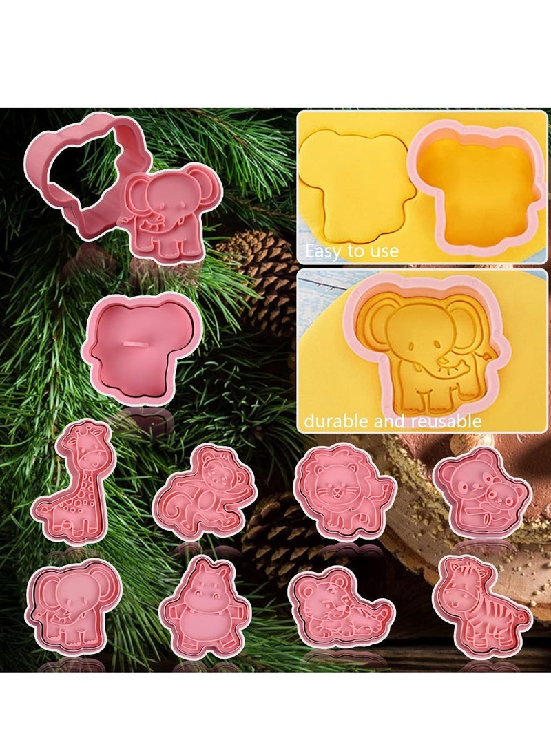 8Pcs Animal Cookie Cutters, With Plunger Stamps Set, 3D Animal Embossing Cutters, Polymer Clay Cutters for Kids, Tiny Fruit Cutter, for Biscuit Fondant Cheese Baking Molds