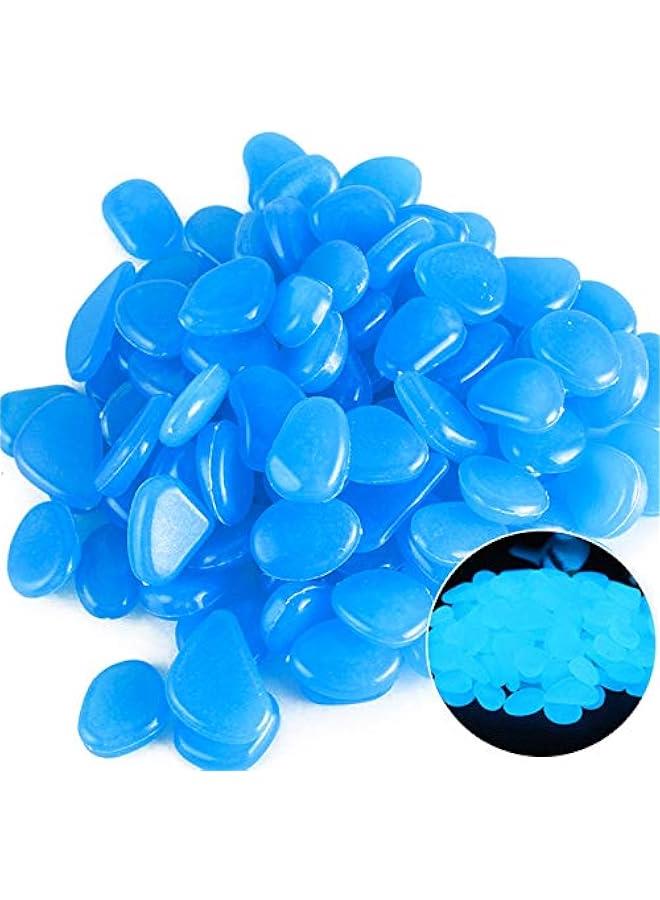 Glow in The Dark Rocks Glow Pebbles Outdoor Bulk Blue Decorations Stones for Garden Fish Tank Aquarium Walkway Plant Pots (500, Blue)