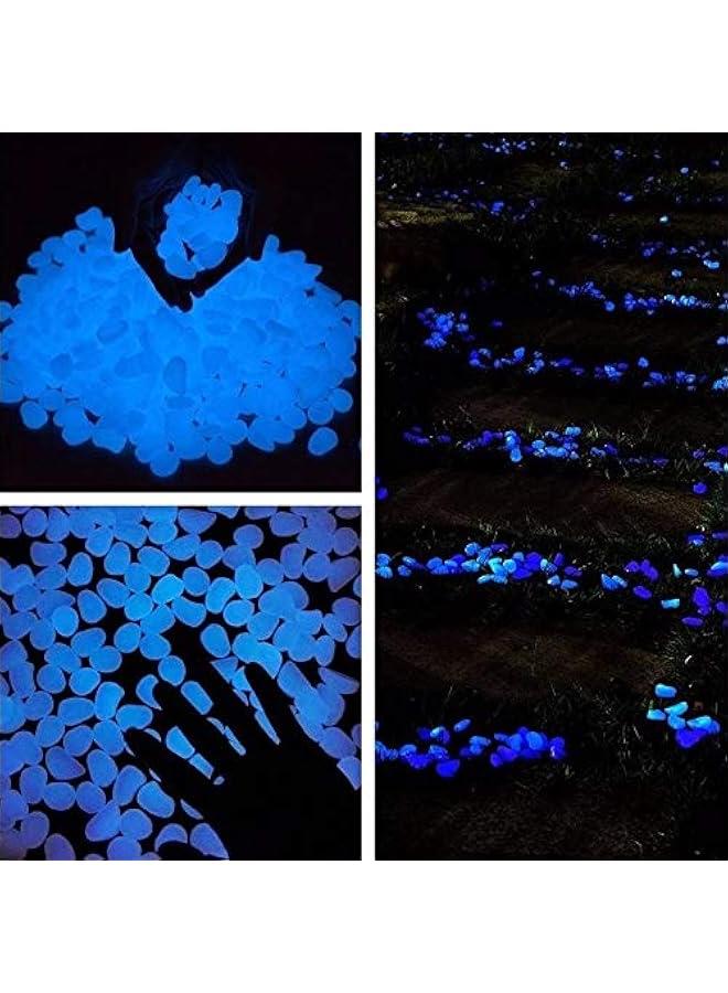 Glow in The Dark Rocks Glow Pebbles Outdoor Bulk Blue Decorations Stones for Garden Fish Tank Aquarium Walkway Plant Pots (500, Blue)