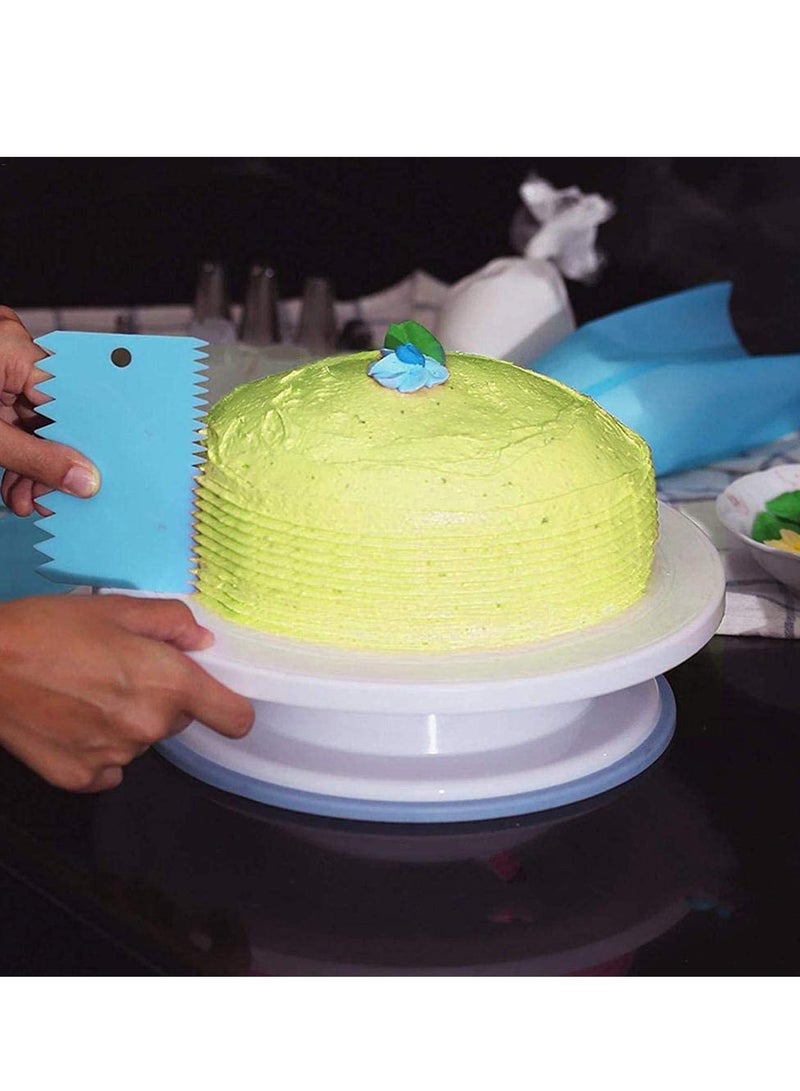 Cake Decorating Supplies Kit, 107 pieces - Cake Stand, Disposable and Reusable Piping Bags, Stainless Steel Piping Tips, Silicone Cupcake Molds, Cake Scrapers, Spatulas