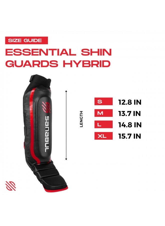 Sanabul Essential Hybrid Kickboxing Mma Shin Guards Red, Large/X-Large