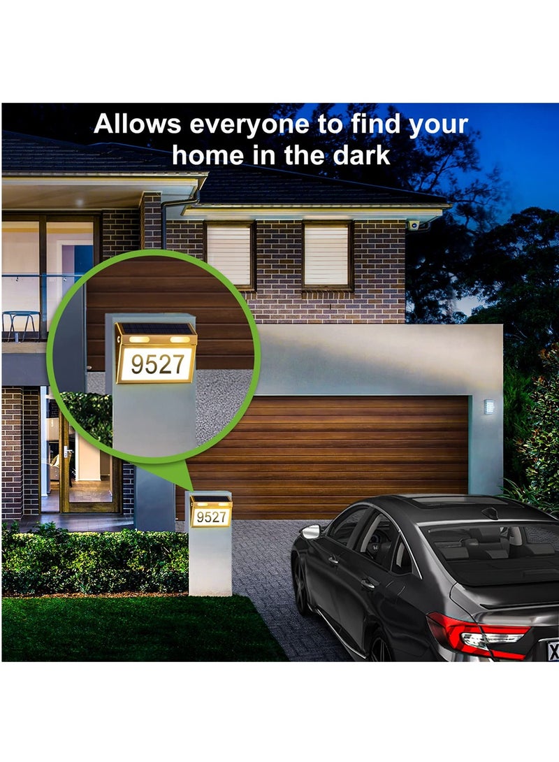 Modern Solar Address Numbers Waterproof LED House Plaque with 3 Lighting Modes Durable Stainless Steel Outdoor Sign