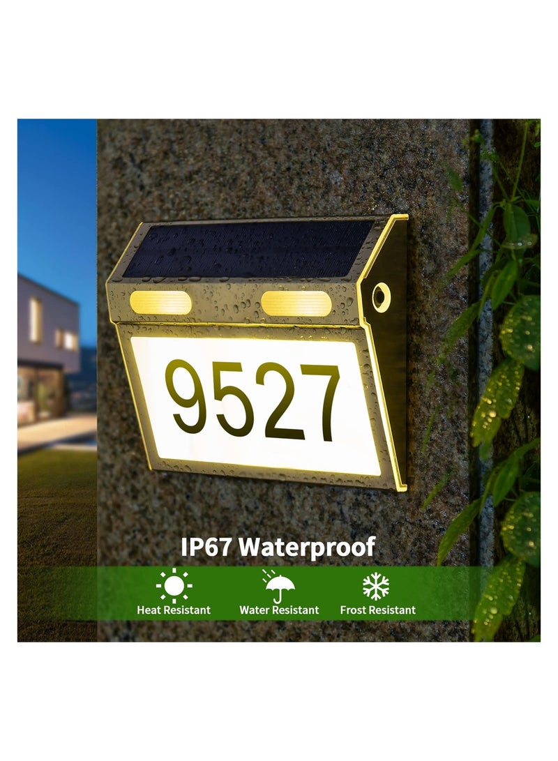 Modern Solar Address Numbers Waterproof LED House Plaque with 3 Lighting Modes Durable Stainless Steel Outdoor Sign