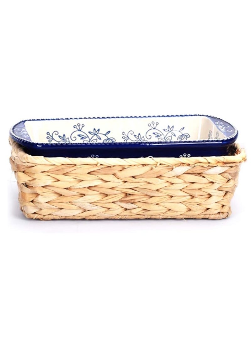 temp-tations® Floral Lace Loaf Pans in Baskets - 4 Piece - Blue