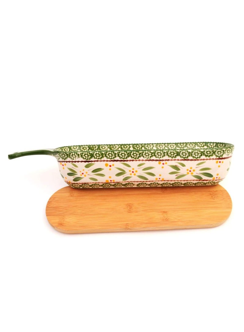 temp-tations® Old World Baker & Server with Bamboo Lid - 2 Piece - Green