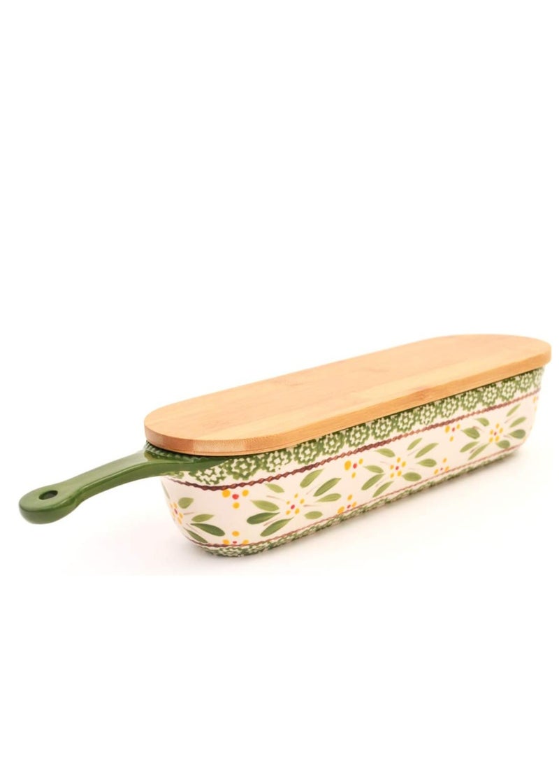 temp-tations® Old World Baker & Server with Bamboo Lid - 2 Piece - Green