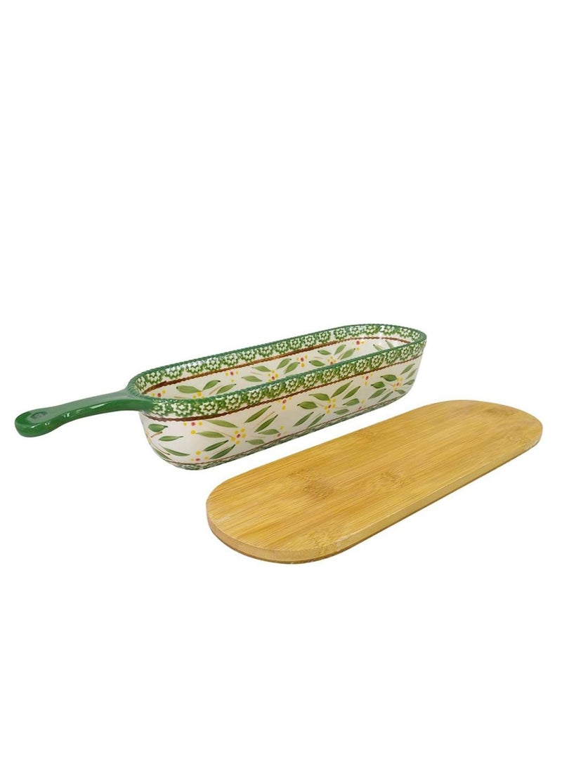 temp-tations® Old World Baker & Server with Bamboo Lid - 2 Piece - Green