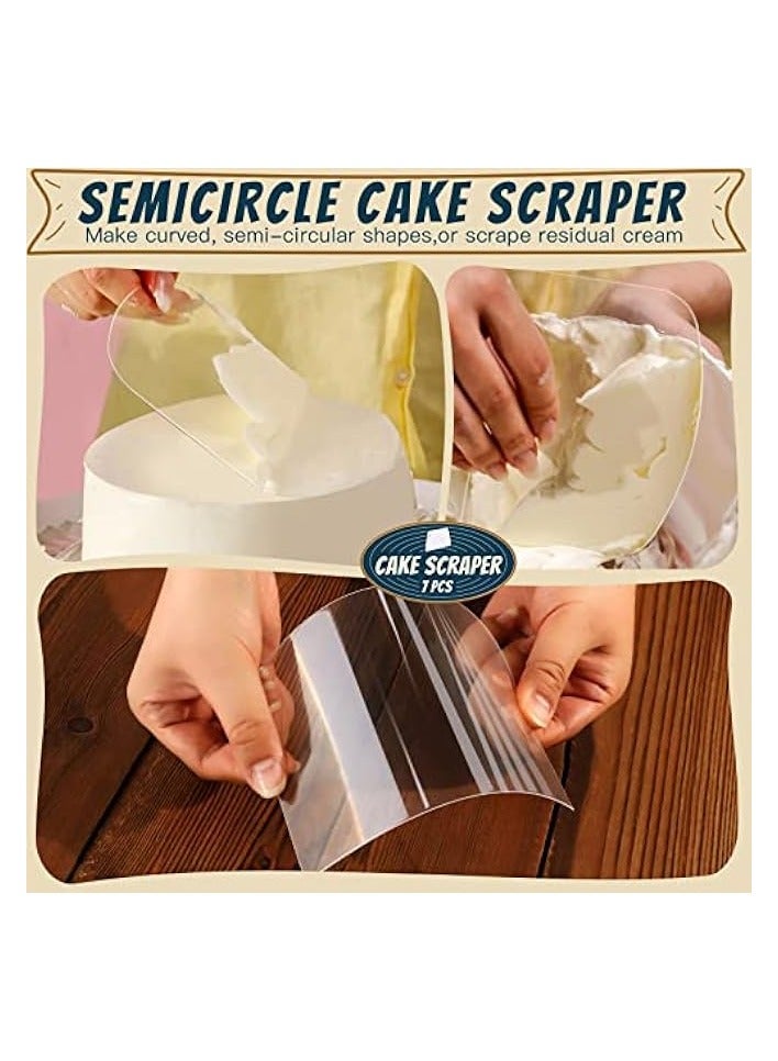 Cake Scraper Cake Smoother, 7 Pcs Dough Scraper Bowl Scraper Cutters Cake Icing Scraper Smoother Tool Set for Bread Dough Cake