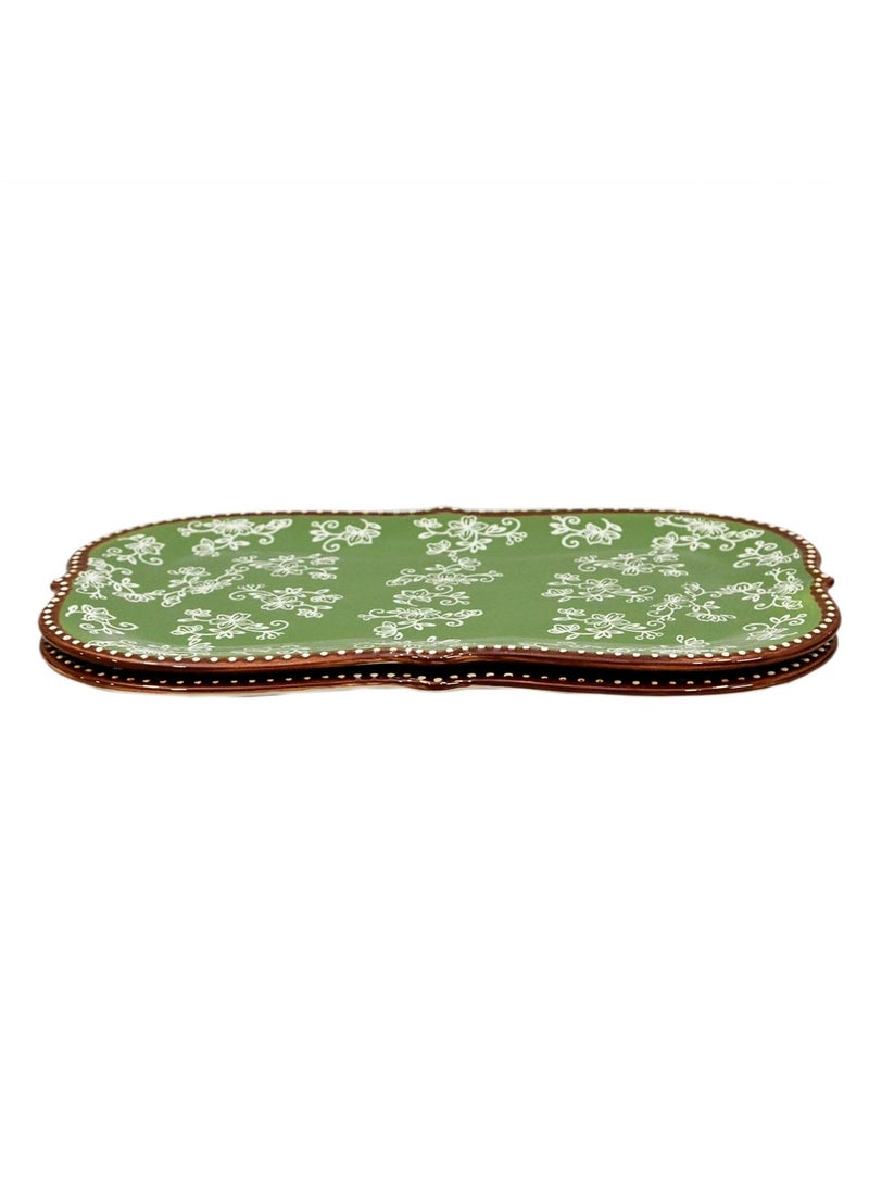 temp-tations® Floral Lace Bakeware Set,Set of 2 Square Soup and Sandwich Set- Green