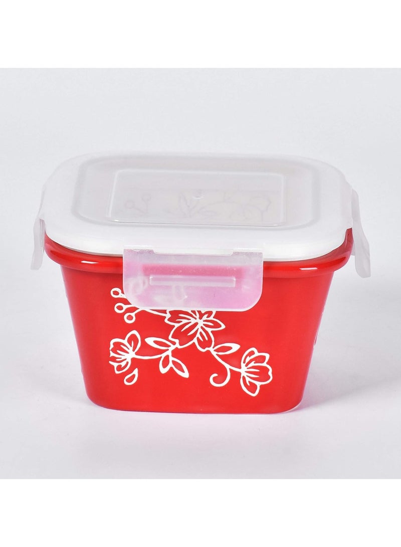 temp-tations® Floral Lace Nesting Square Ceramic Containers with Lid - 3 Piece - Red
