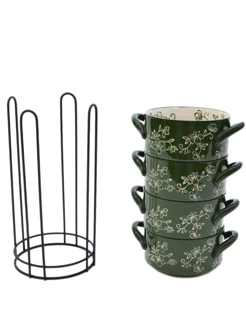 temp-tations® Floral Lace Set of 4 baker with wire rack - Green