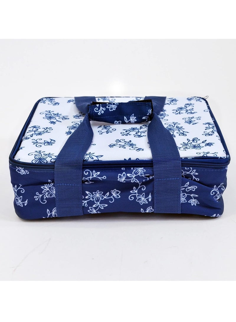 temp-tations® Floral Lace Bakeware Set,Take Baker Square Bakers with Tote Bag-Blue