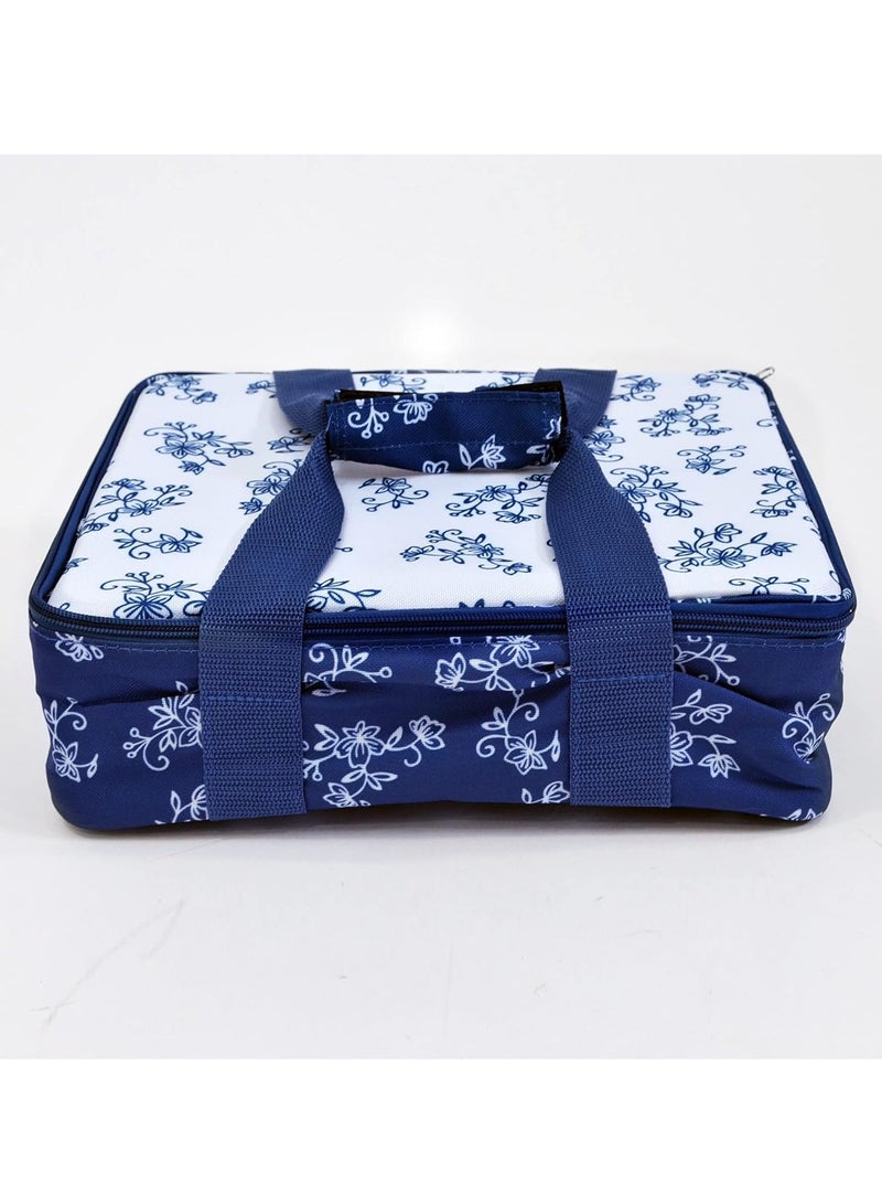 temp-tations® Floral Lace Bakeware Set,Take Baker Square Bakers with Tote Bag-Blue