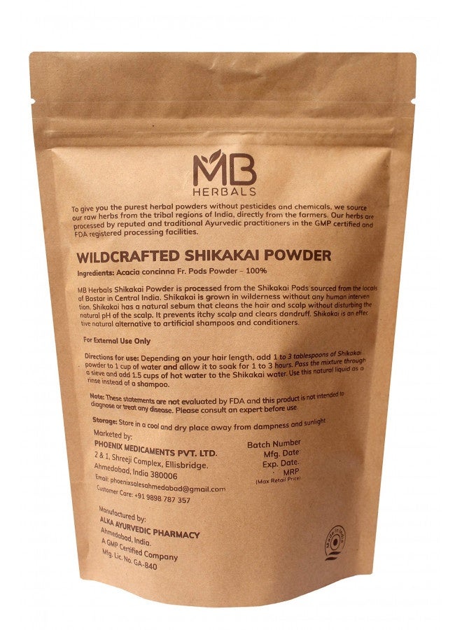 Mb Herbals Shikakai Powder | 227G | 1/2 Lb | 8 Oz | 0.5 Lb | Natural Hair Cleanser And Conditioner | 100% Pure Acacia Concinna Fruit Pods Powder From Wildcrafted Shikakai