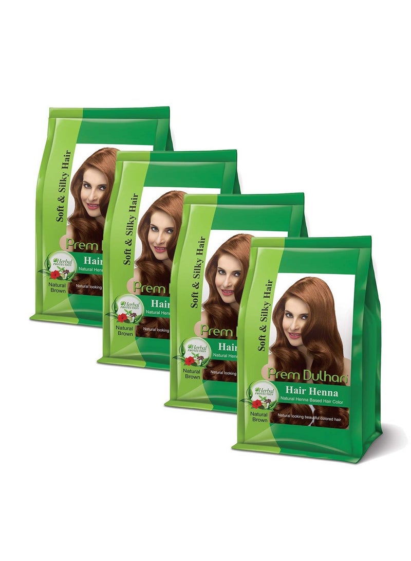 Prem Green Dulhan Natural Henna Based Hair Color Natural Brown Pack of 4