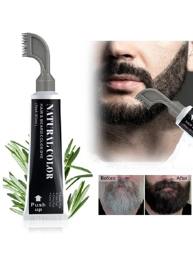 Hair & Beare Color For Man,Rosemary 2 in 1 Beard Dye ,Effective Enhance Facial Hair (Natural Black)