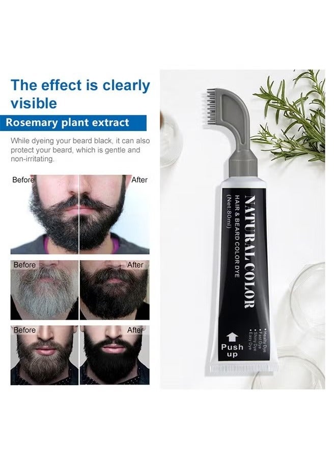 Hair & Beare Color For Man,Rosemary 2 in 1 Beard Dye ,Effective Enhance Facial Hair (Natural Black)