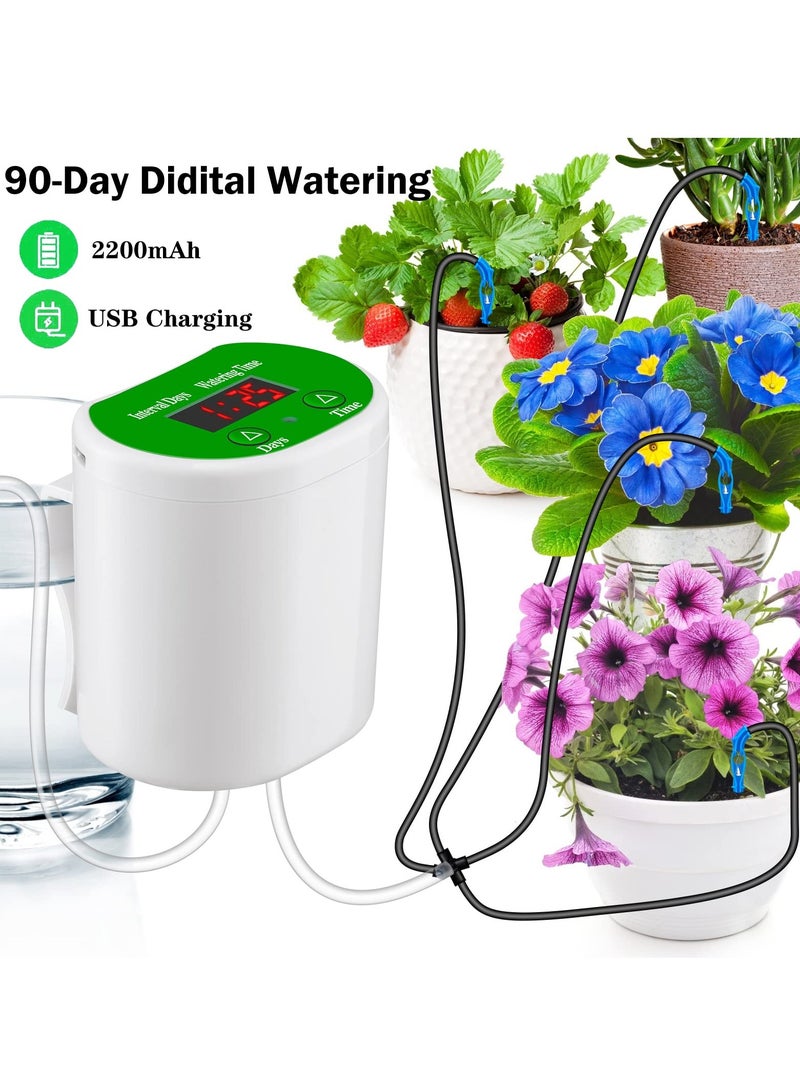 Automatic Watering System for Potted Plants, Plant Watering System Houseplants Self Watering System Programmable Water Timer with Drip Irrigation Kit for 12 Plants