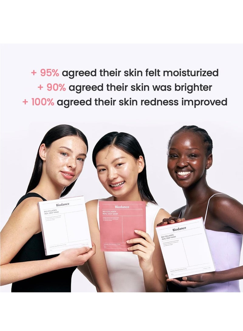 BIODANCE Bio-Collagen Real Deep Mask, Hydrating Overnight Mask, Pore Minimizing, Elasticity Improvement | 34g x4ea