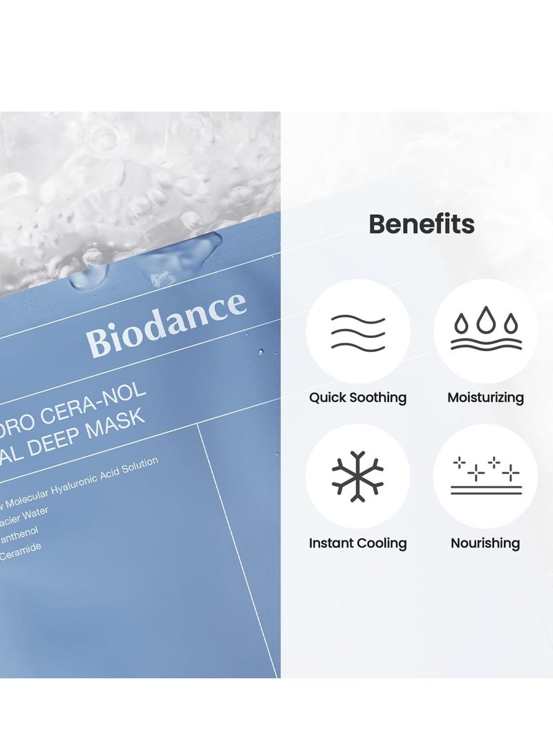 BIODANCE Hydro Cera-nol Real Deep Mask, Overnight Hydrogel Mask, Soothing, Moisturizing, Nourishing | 34g x 4ea