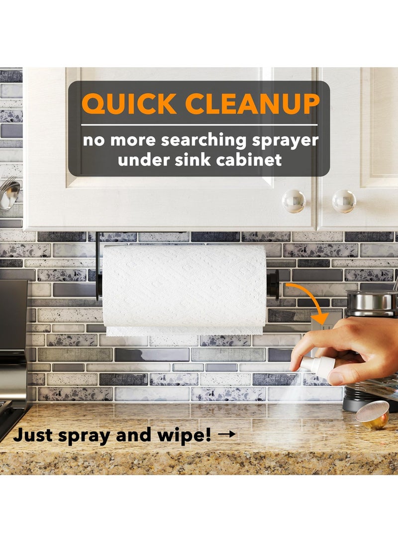 Countertop Paper Towel Holder with Spray Bottle for Kitchen and Bathroom Use in Black