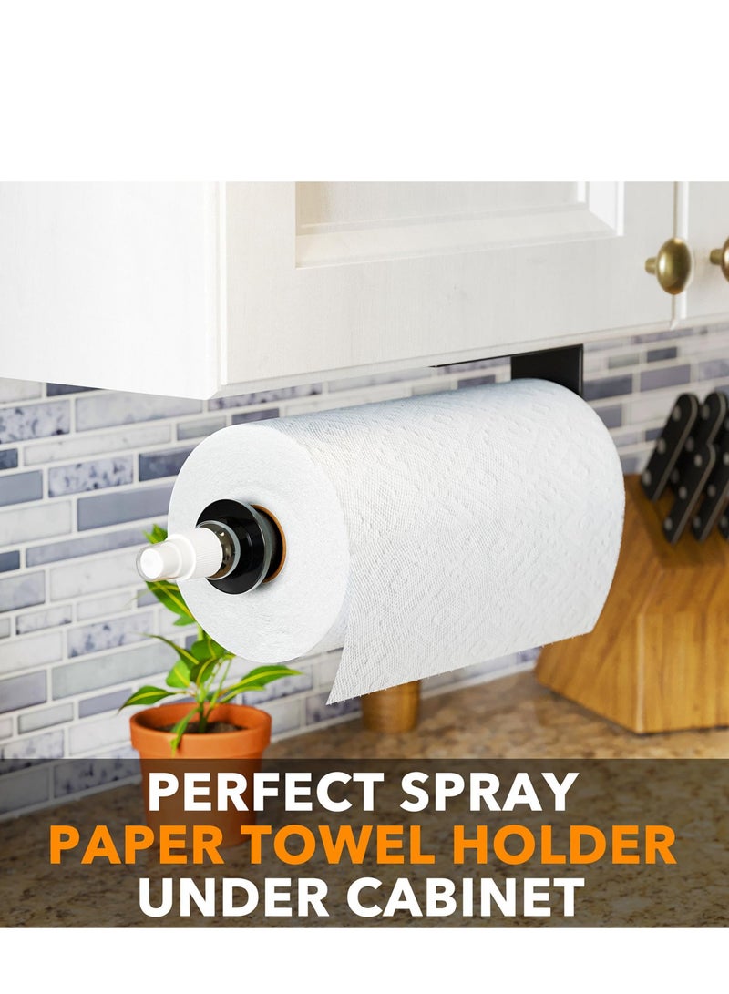 Countertop Paper Towel Holder with Spray Bottle for Kitchen and Bathroom Use in Black
