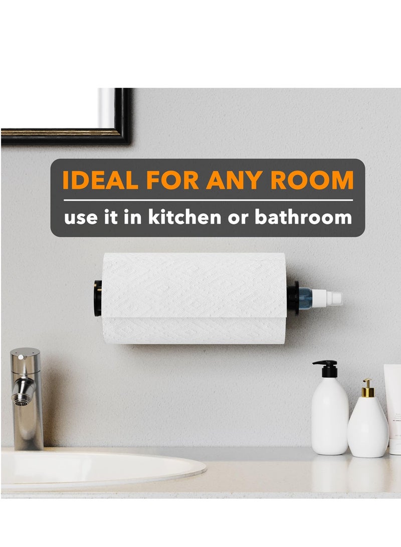 Countertop Paper Towel Holder with Spray Bottle for Kitchen and Bathroom Use in Black