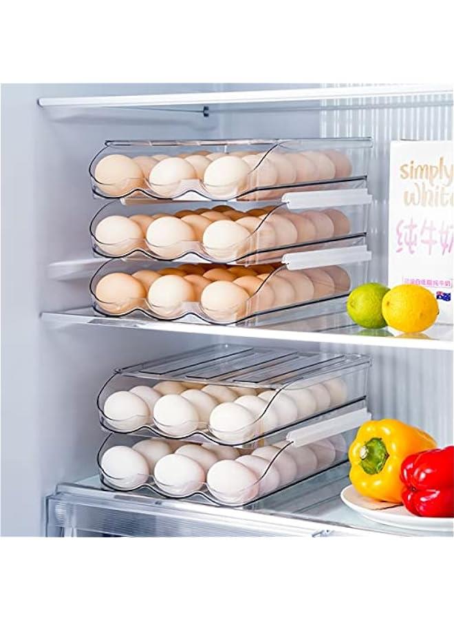 Egg Holder for Fridge, 36 Grid Auto Rolling Egg Container Tray, Large Capacity Egg Storage with Lid, Egg Storage for Fridge Storage Organizer for Kitchen (2 Layer)