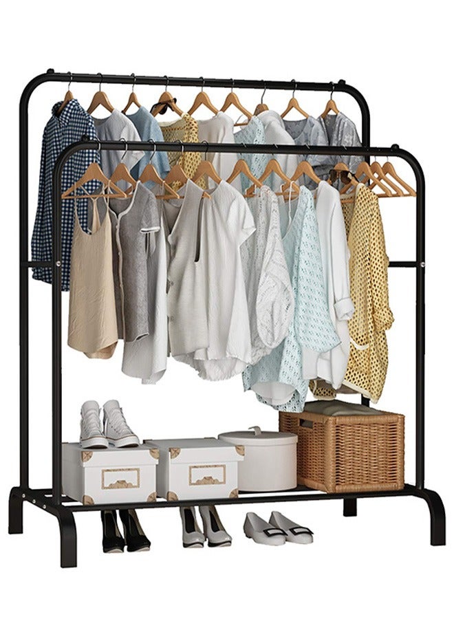 Multifunctional Floor-To-Ceiling Coat Rack Family Bedroom Storage Rack Bimetal Bracket, Black 110*54*150cm