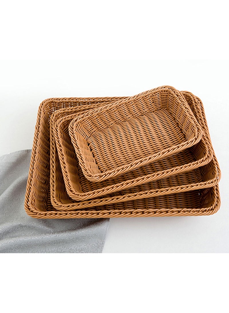 Bamboo Basket 4PCS Handmade Rattan Rectangular Fruit Basket Food Storage Bowls Kitchen Organizer Snack Serving Bowl For Fruit Snacks Food