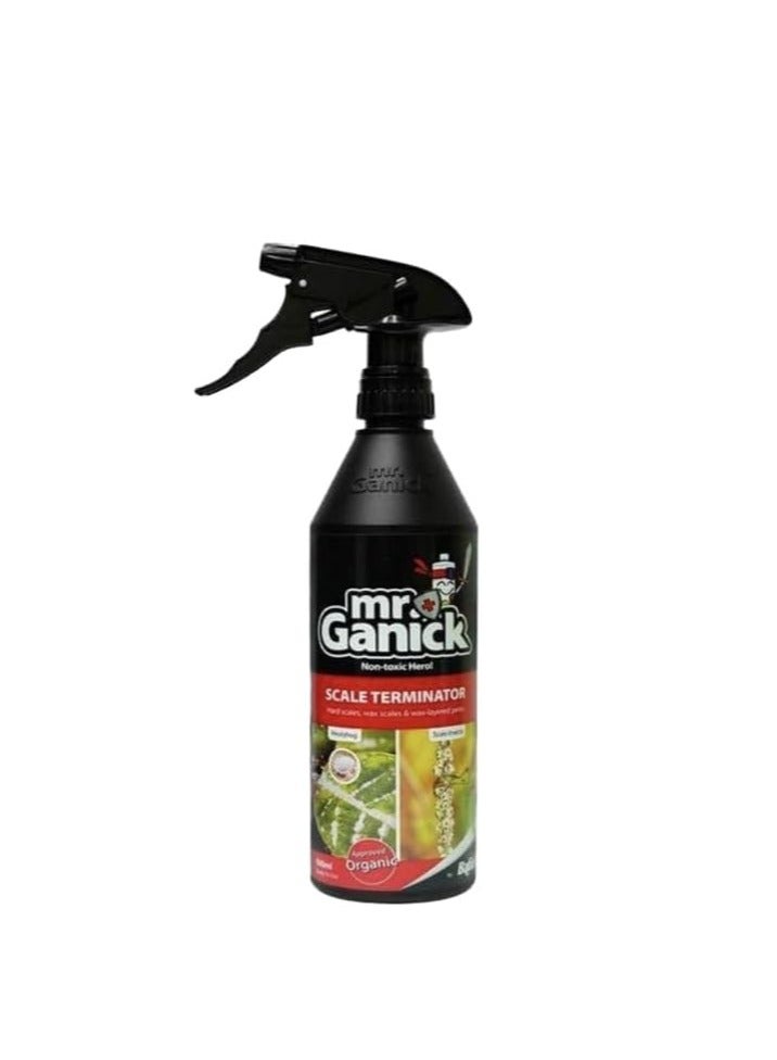 Mr. Ganick Organic Mealybug and Scale Terminator Spray is an Effective Eco Friendly Solution Designed to Tackle Mealybugs and Scale Insects on a Variety of Plants.  500ml Spray Provides Targeted Action Against these Common Pests While Adhering to Organic Gardening Principles.