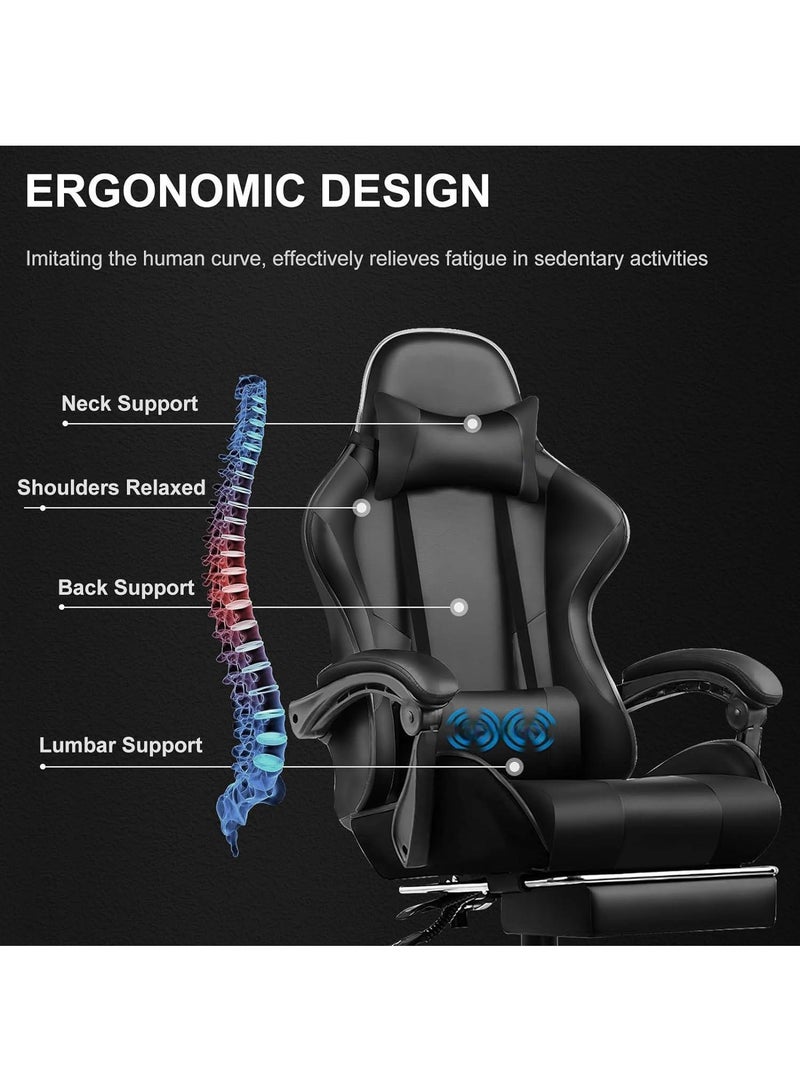 Gaming Chair, Big and Tall Gamer Chair, Racing Style Adjustable Swivel Office Chair, Ergonomic Video Game Chairs with Headrest and Lumbar Support